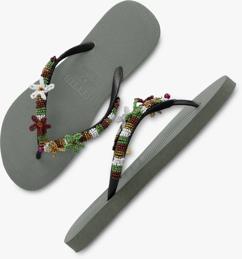UZURII groene uzurii teenslippers las dalias gold