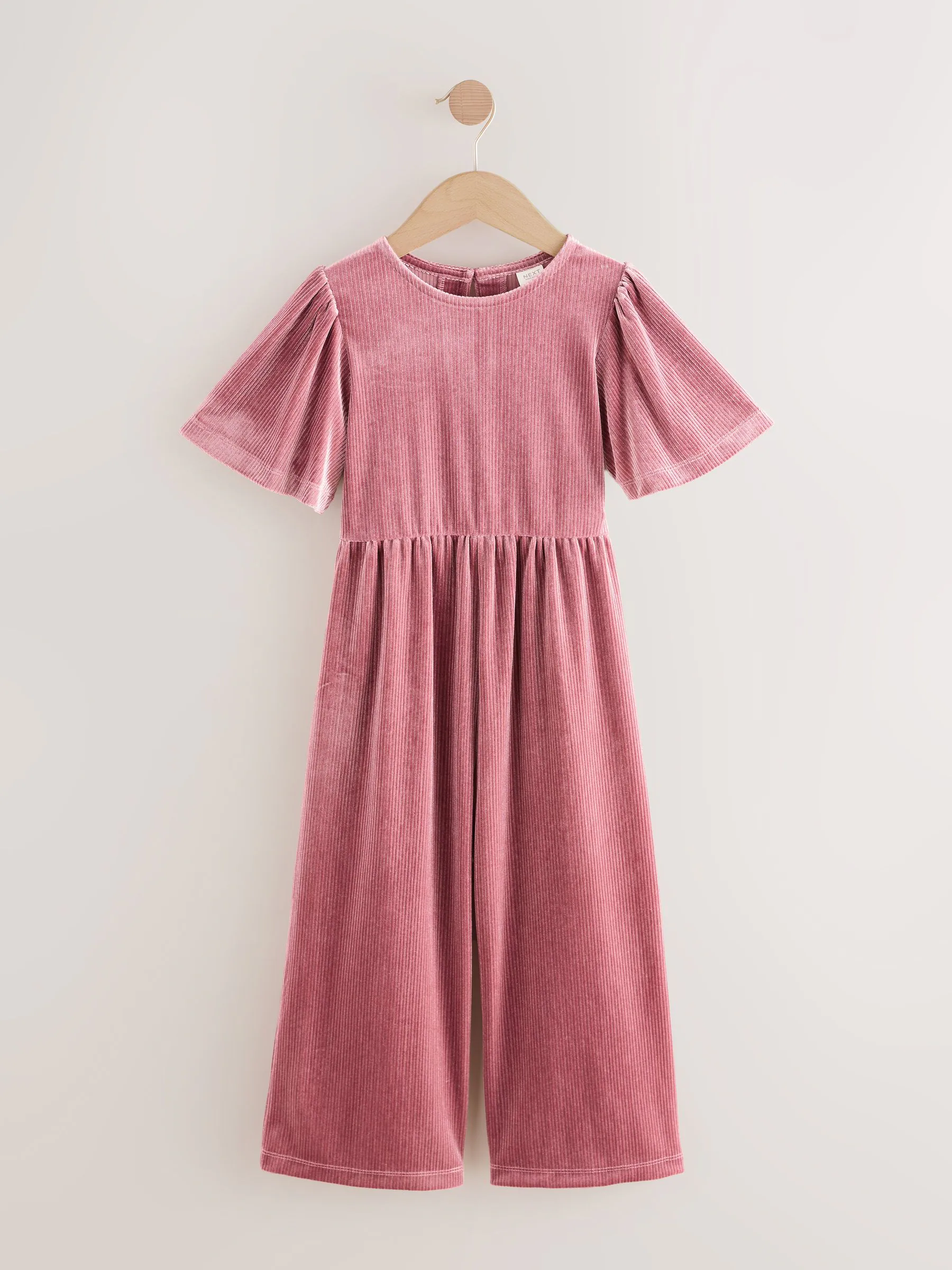 Roze - Velours jumpsuit (3-16jr)