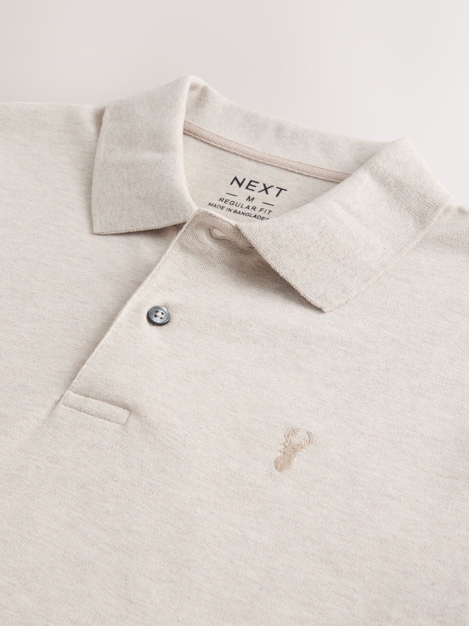 Licht neutraal gemêleerd - Normale Pasvorm - Long-Sleeve Pique Polo Shirt