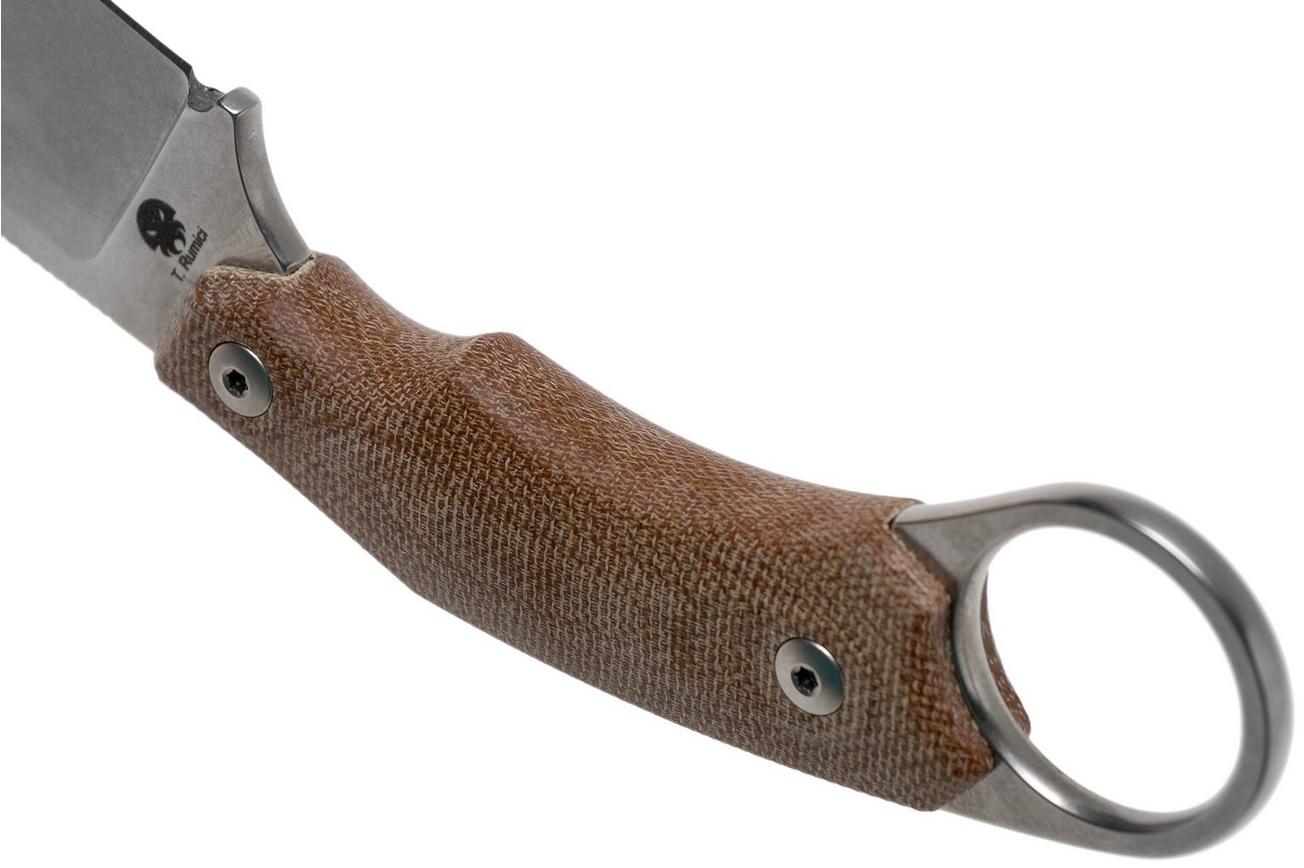 LionSteel H2 Drop Point CVN Natural Canvas Micarta vaststaand mes, Tommaso Rumici design