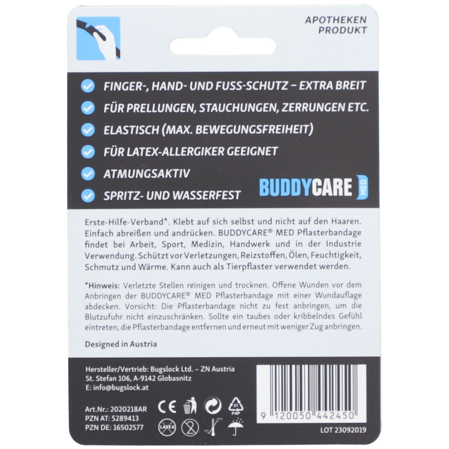 BUDDYCARE® MED Fingertape SCHWARZ 5 cm x 4,5m Latexfrei