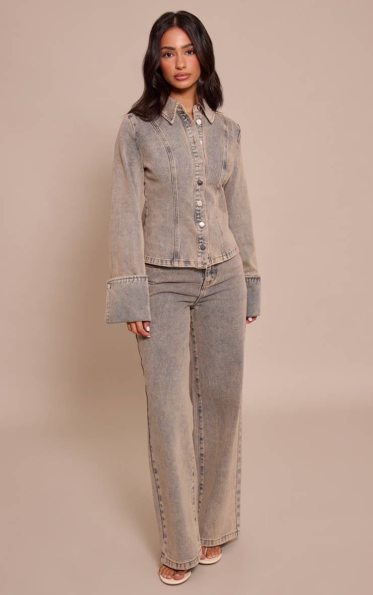 Bleu Jean Droit Délavage Vintage Petite Taille