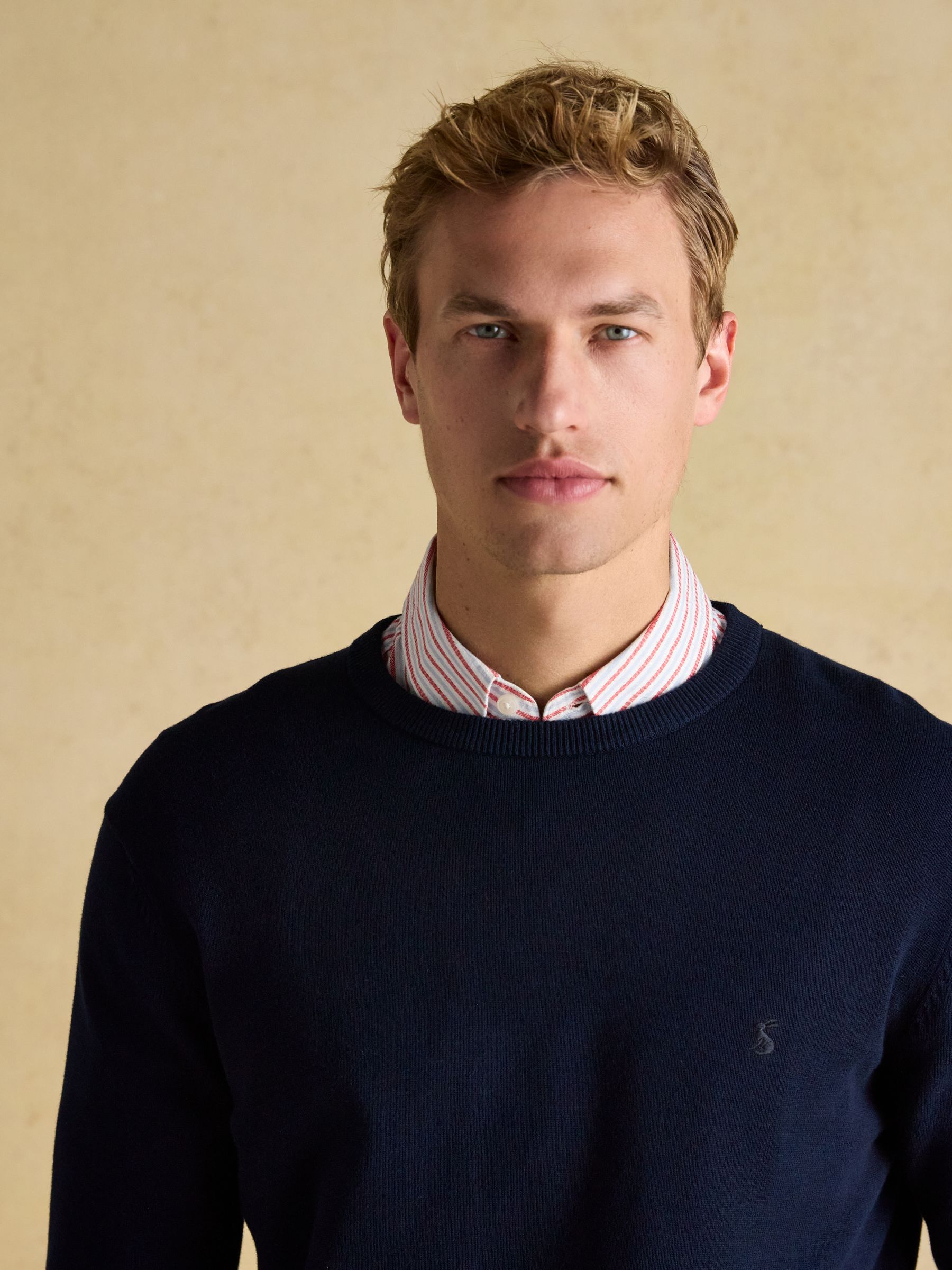 Donkerblauw - Joules Hillside gebreide trui met ronde hals