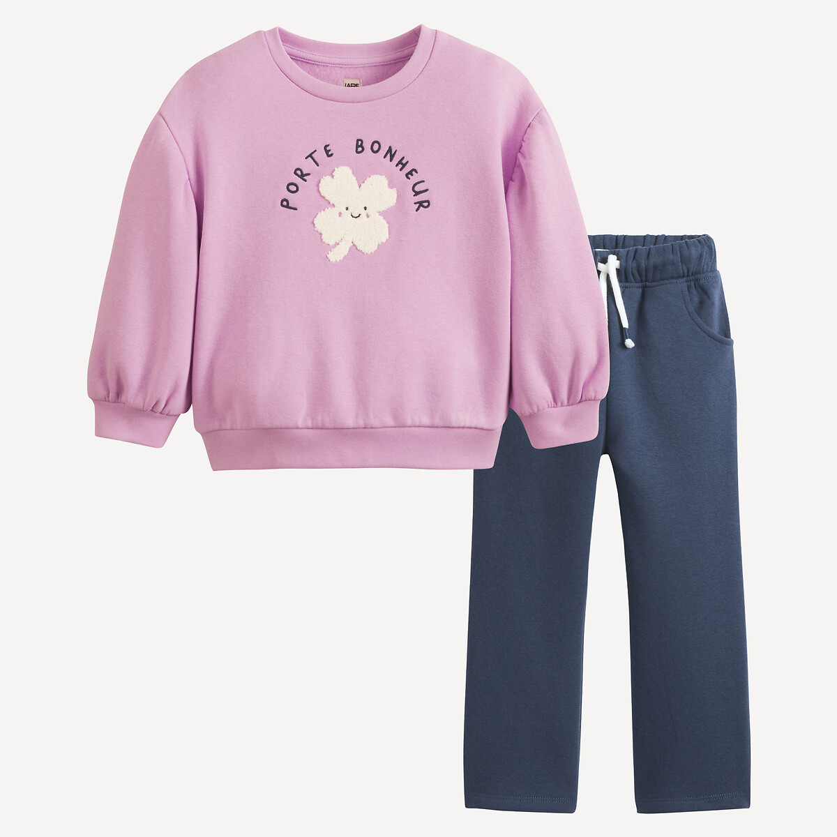 COLEÇÃO LA REDOUTE<br>Conjunto de 2 peças, suéter de lã e calça de moletom