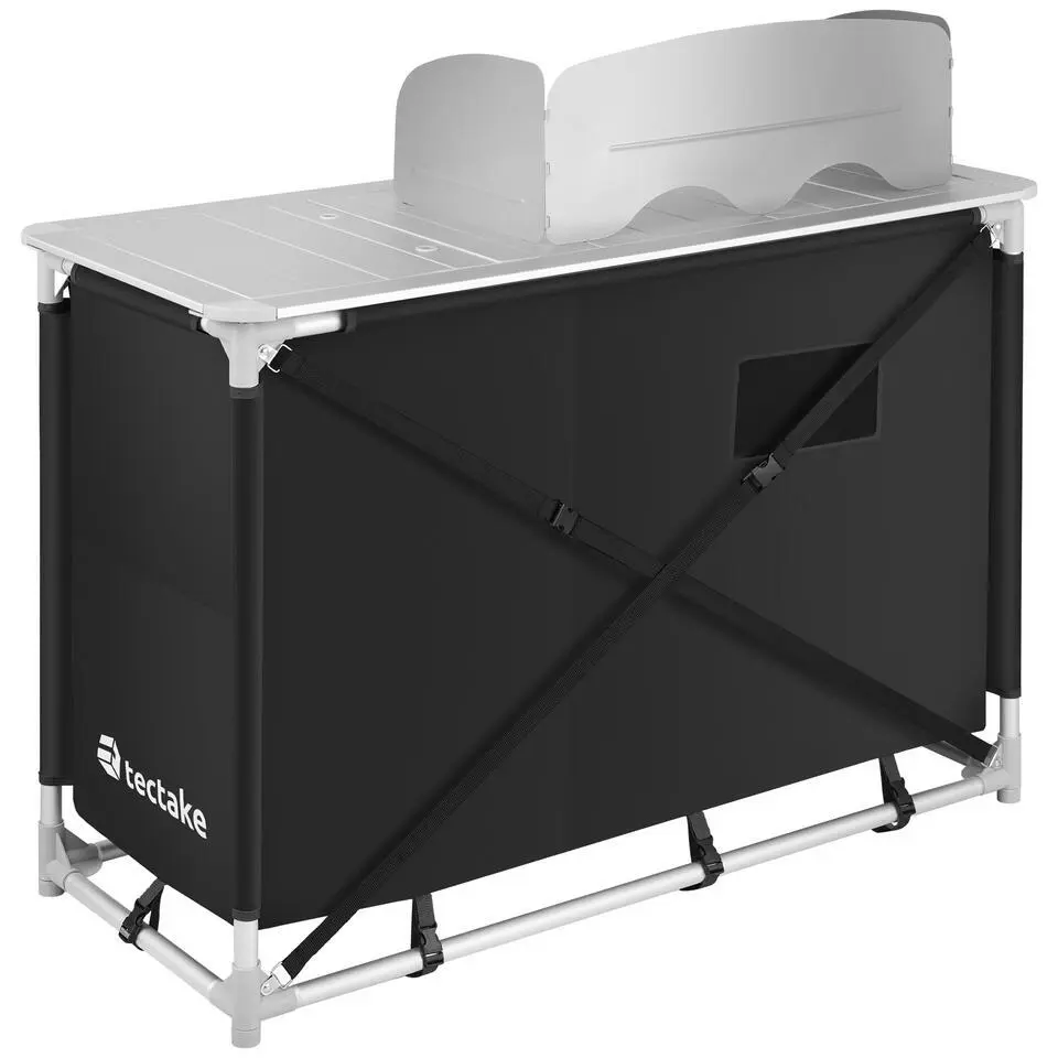 tectake - Campingkeuken 116x52x107cm, Zwart