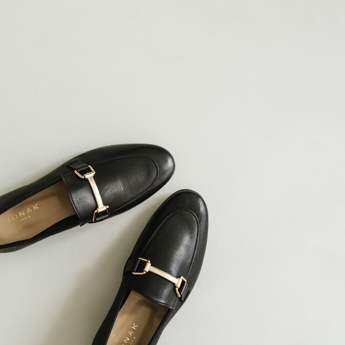 Mocassins à mors  en cuir noir
