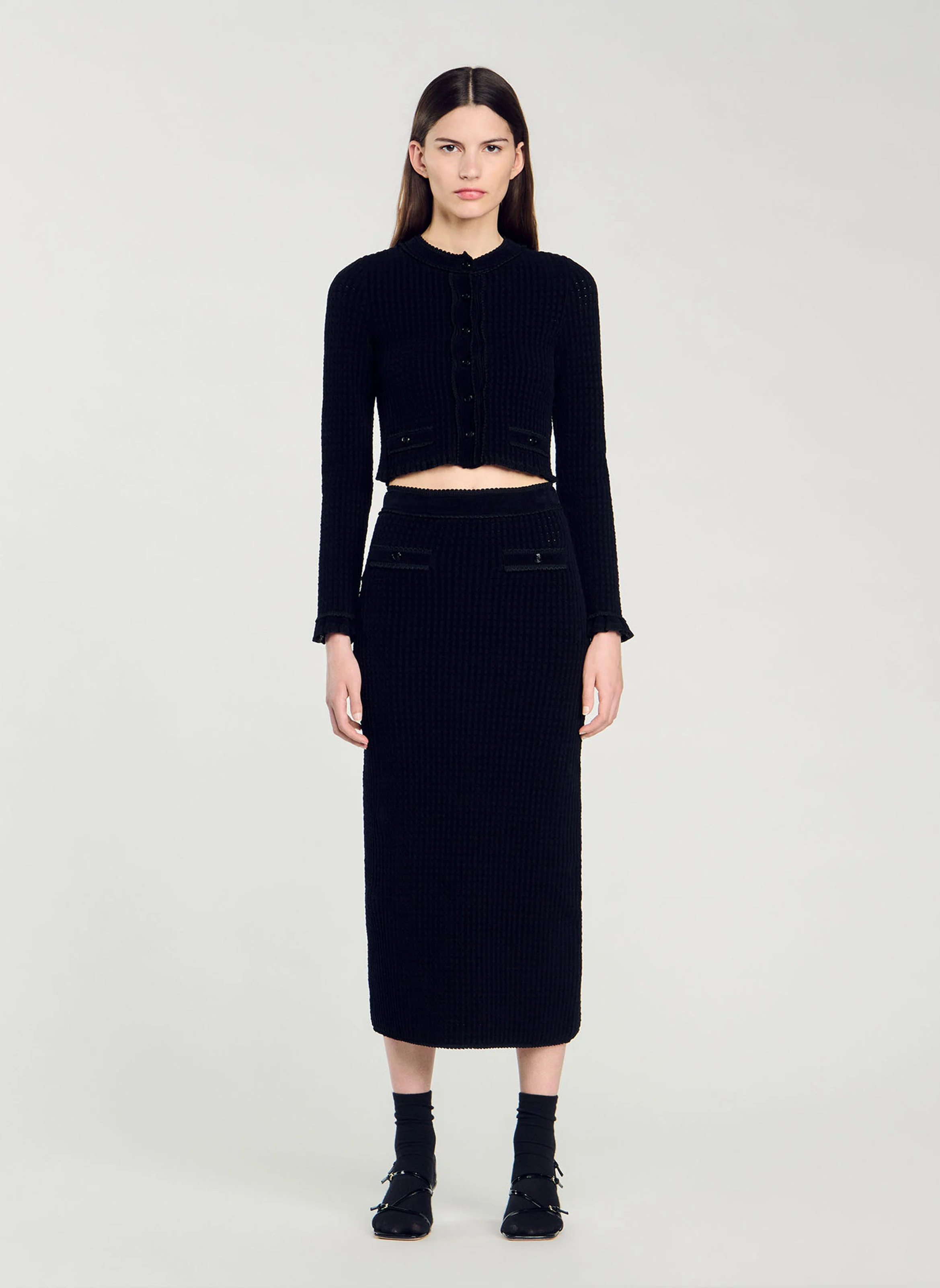 Jupe midi droite | Noir