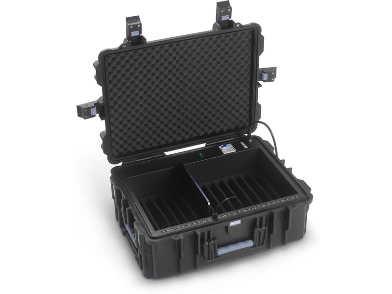Dicota Dockingstation Ladetrolley für 14 Tablets Plus Sicheres Aufbewahren und Laden von bis zu 14 Tablets