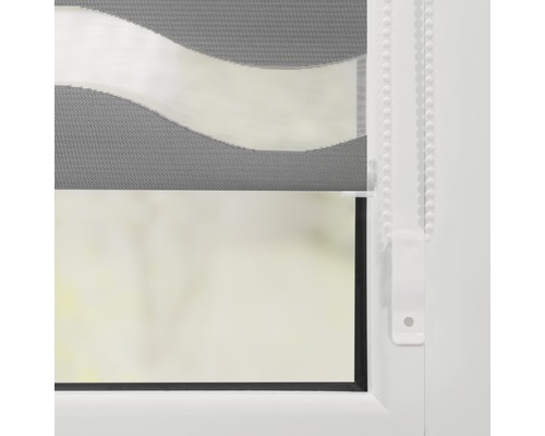 Lichtblick dubbel rolgordijn, zonder boren, grijs, 45x150 cm, inclusief klembeugels