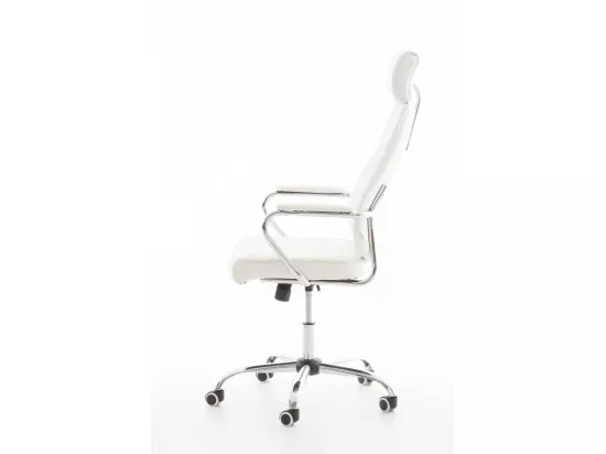 Chaise de bureau - Similicuir & Métal chromé - Blanc - Rako