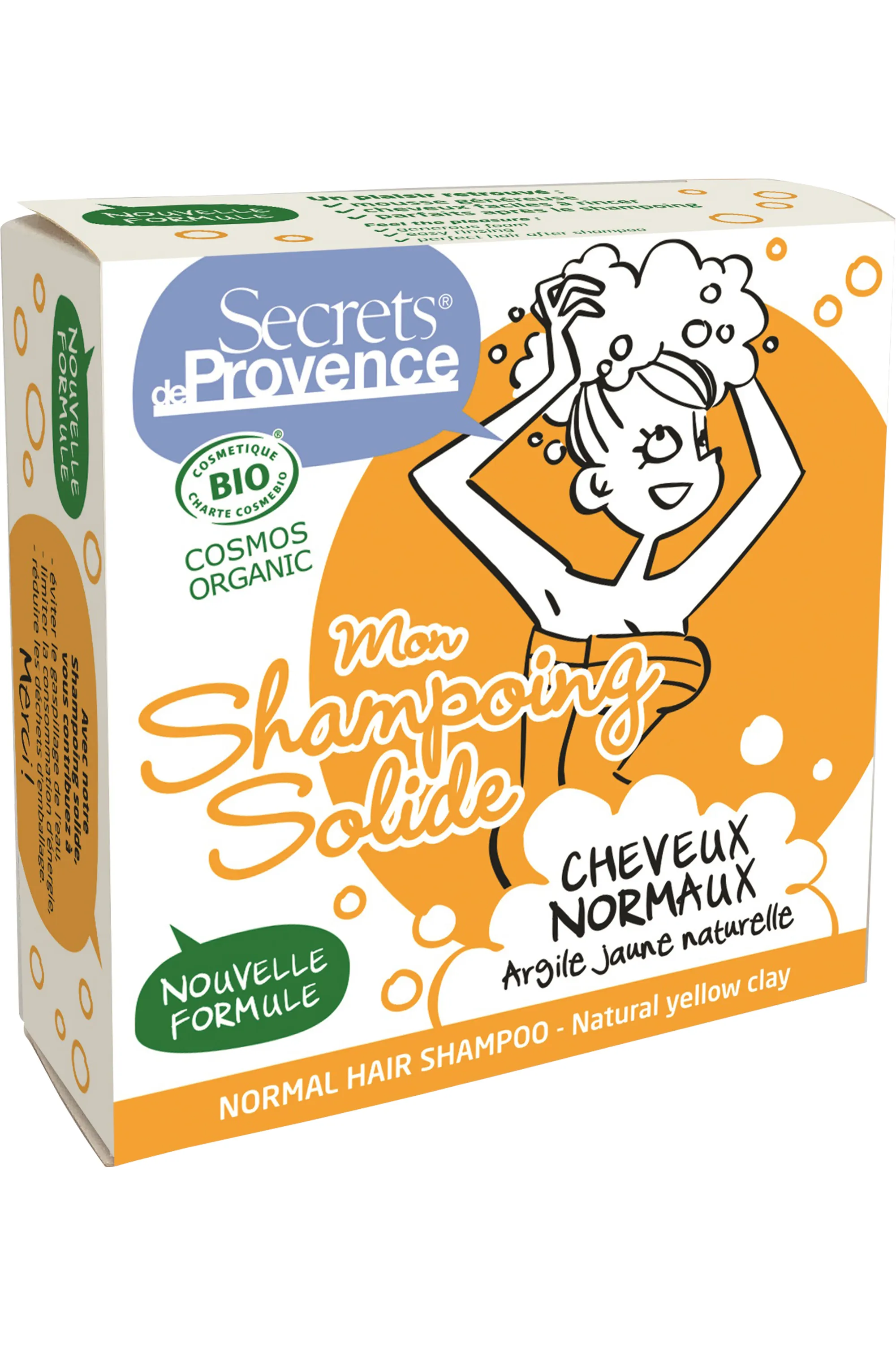 Secrets de Provence Shampoing solide bio pour cheveux normaux-85 g