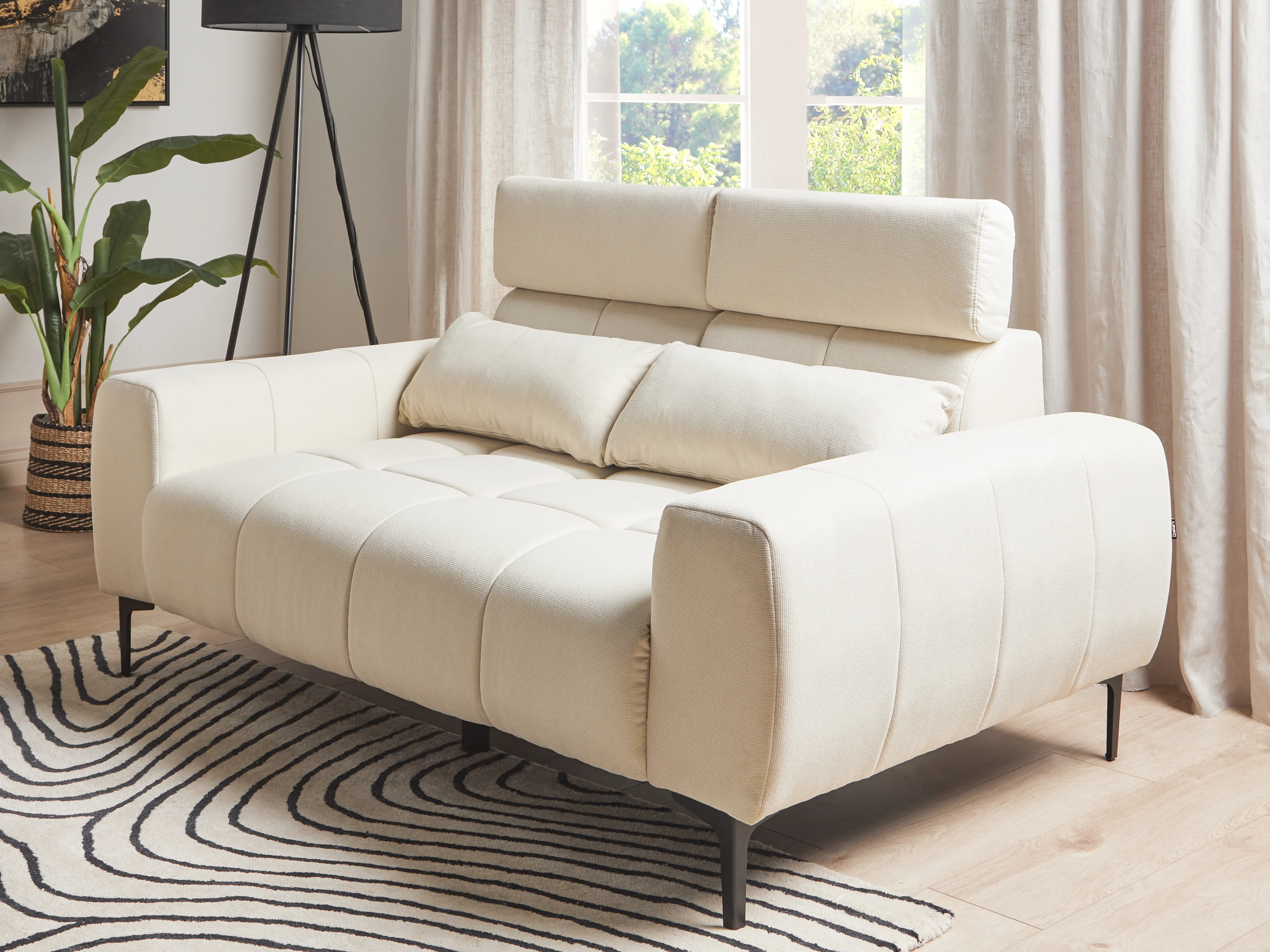 Bank 2-zits VEGAMO Stof Lichtbeige