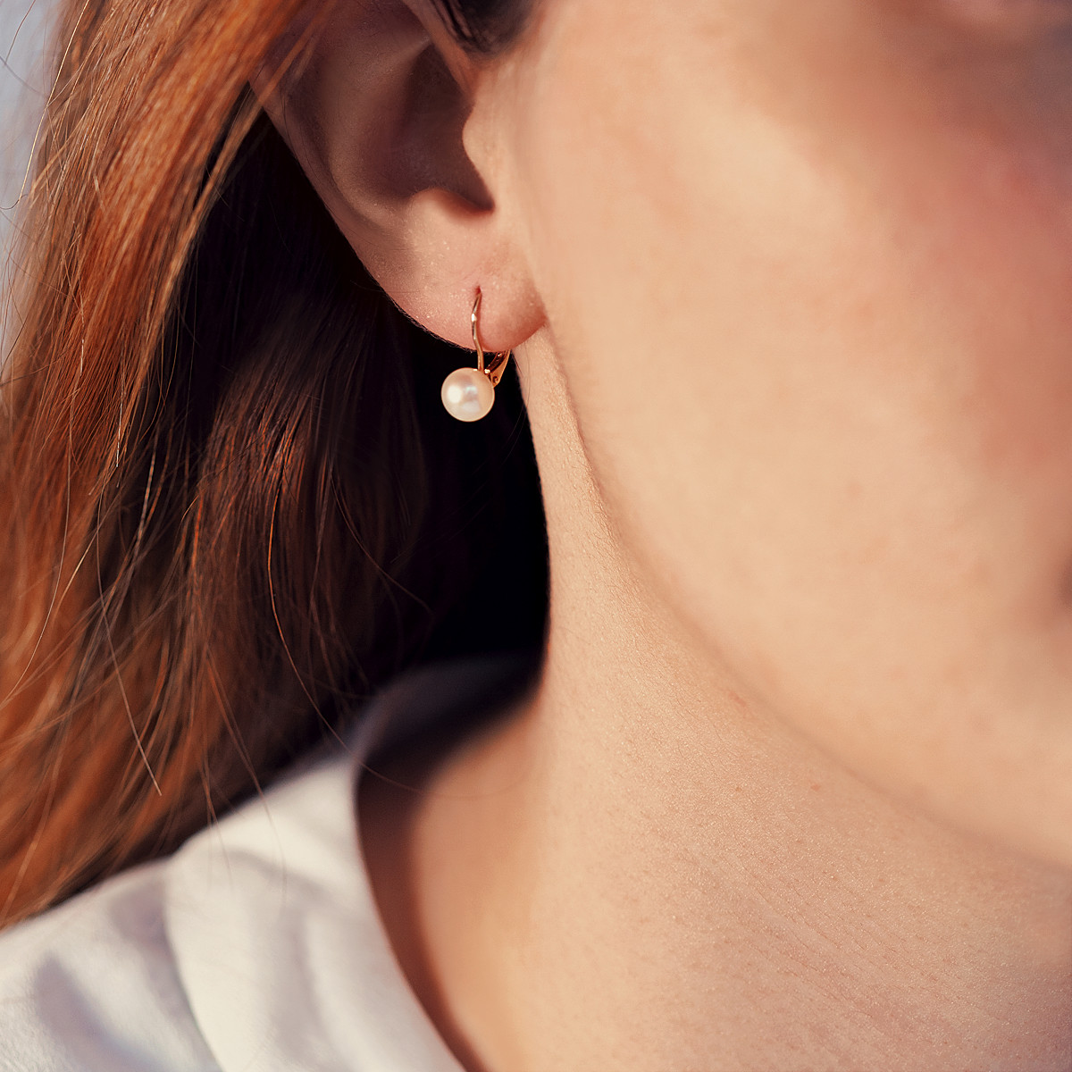 Boucles d'oreilles or jaune 375 dormeuses perles de culture de Chine