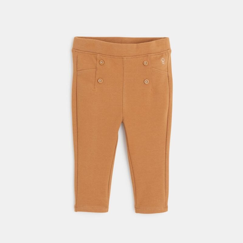 Jegging molleton boutons effet pont marron bébé fille Marron