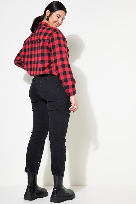 Mom-Jeans, Zierperlen, 5-Pocket