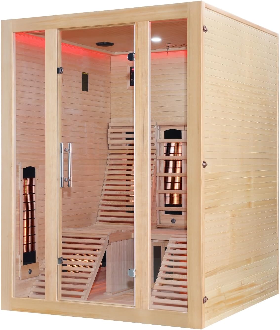 Infrarotkabine Infrarotsauna Oslo für 2 Personen, Mit Farblichttherapie, MP3 Player inkl. Bluetooth, Leselicht, 2 Lautsprecher, 8 Vollspektrumstrahler, 2 Carbon Heizplatten
