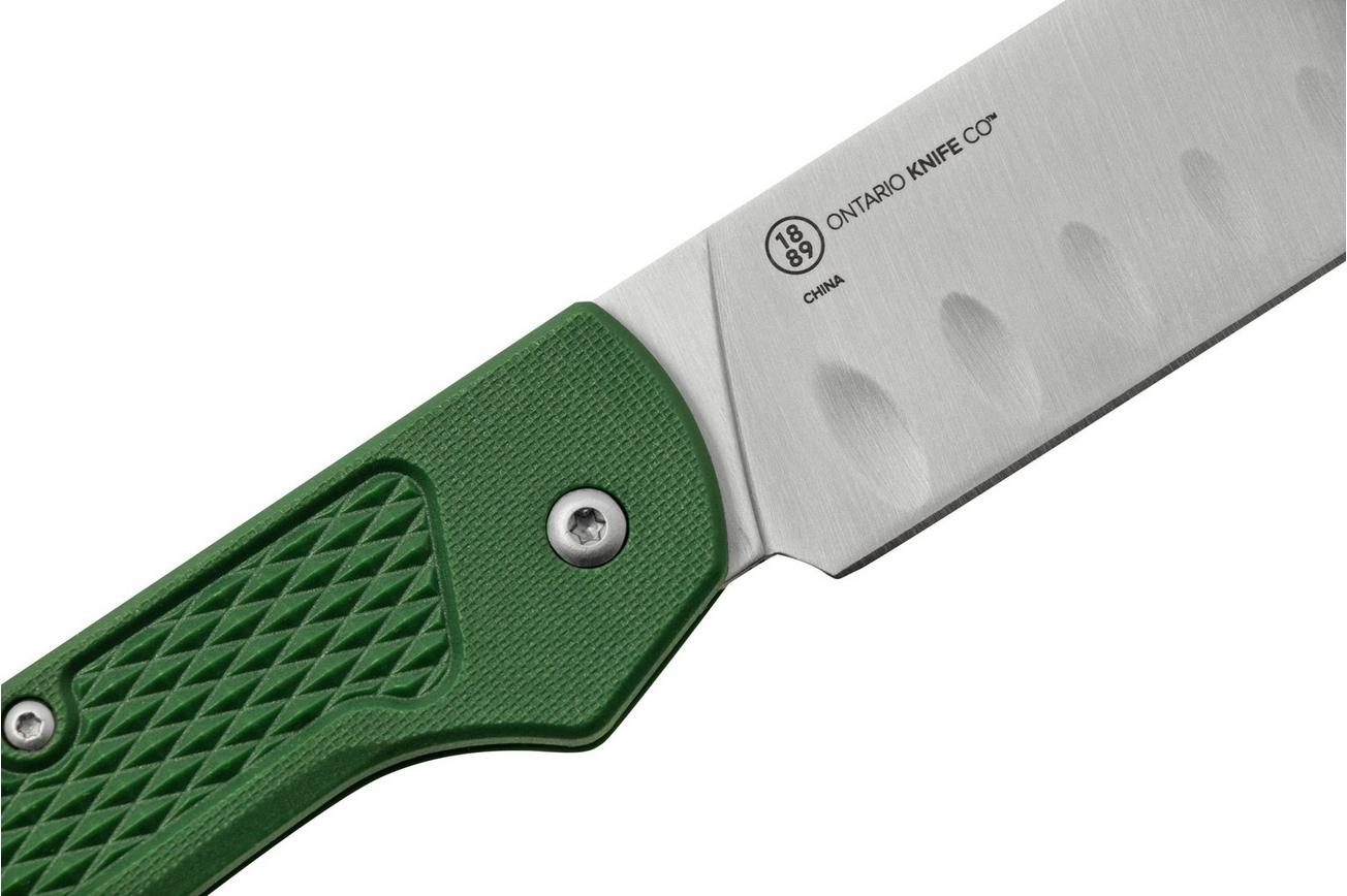 Ontario OKC Camp Plus Santoku Folder 4305, Green GFN zakmes
