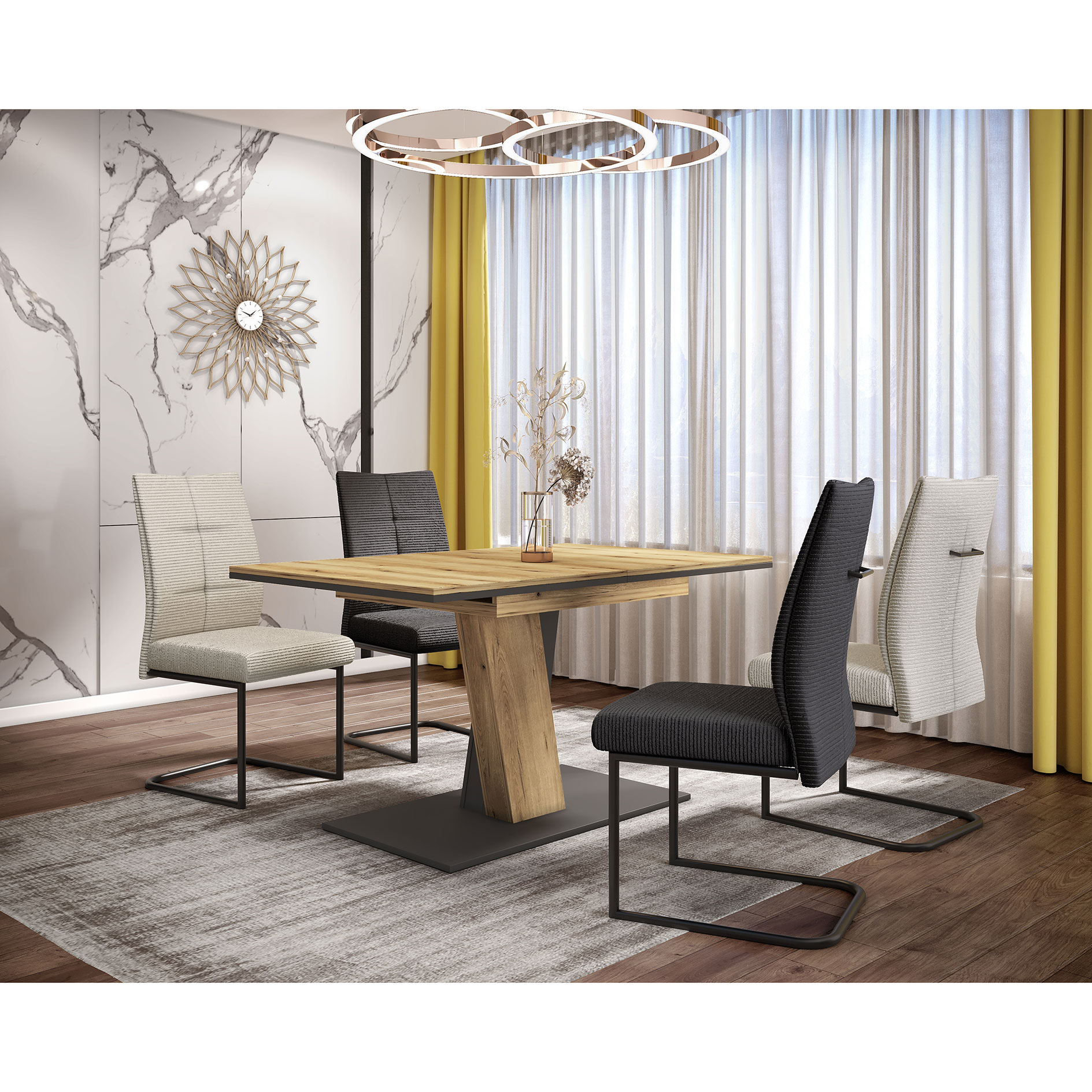 Schwingstuhl - anthrazit - Cord-Optik - 50 cm