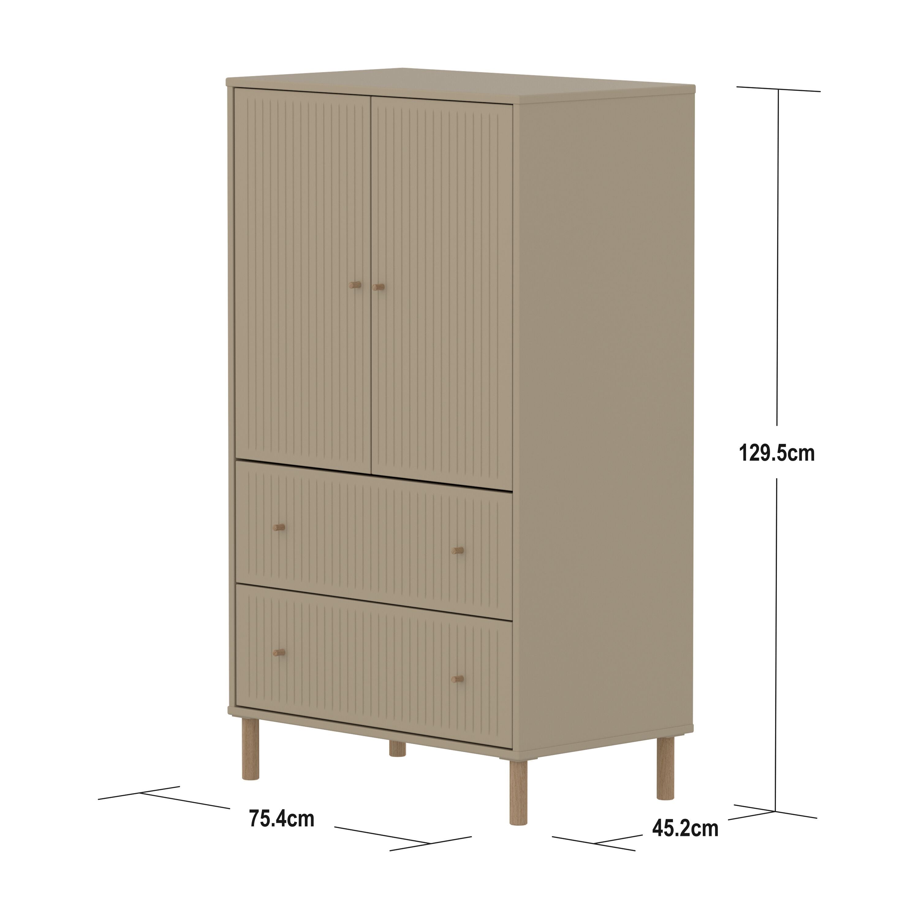 SAGA Schra groov 2 Schub oat,oak kno/Füs - Oat / B: 75.0 cm x T: 45.0 cm x H: 129.5 cm