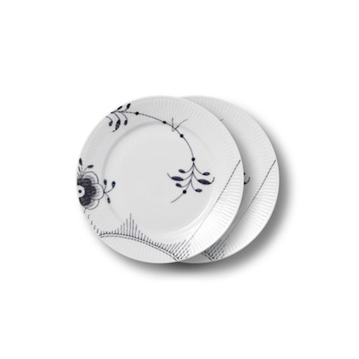 Royal Copenhagen Sort Mega Riflet 2-Pak Tallerken, Ø22 cm