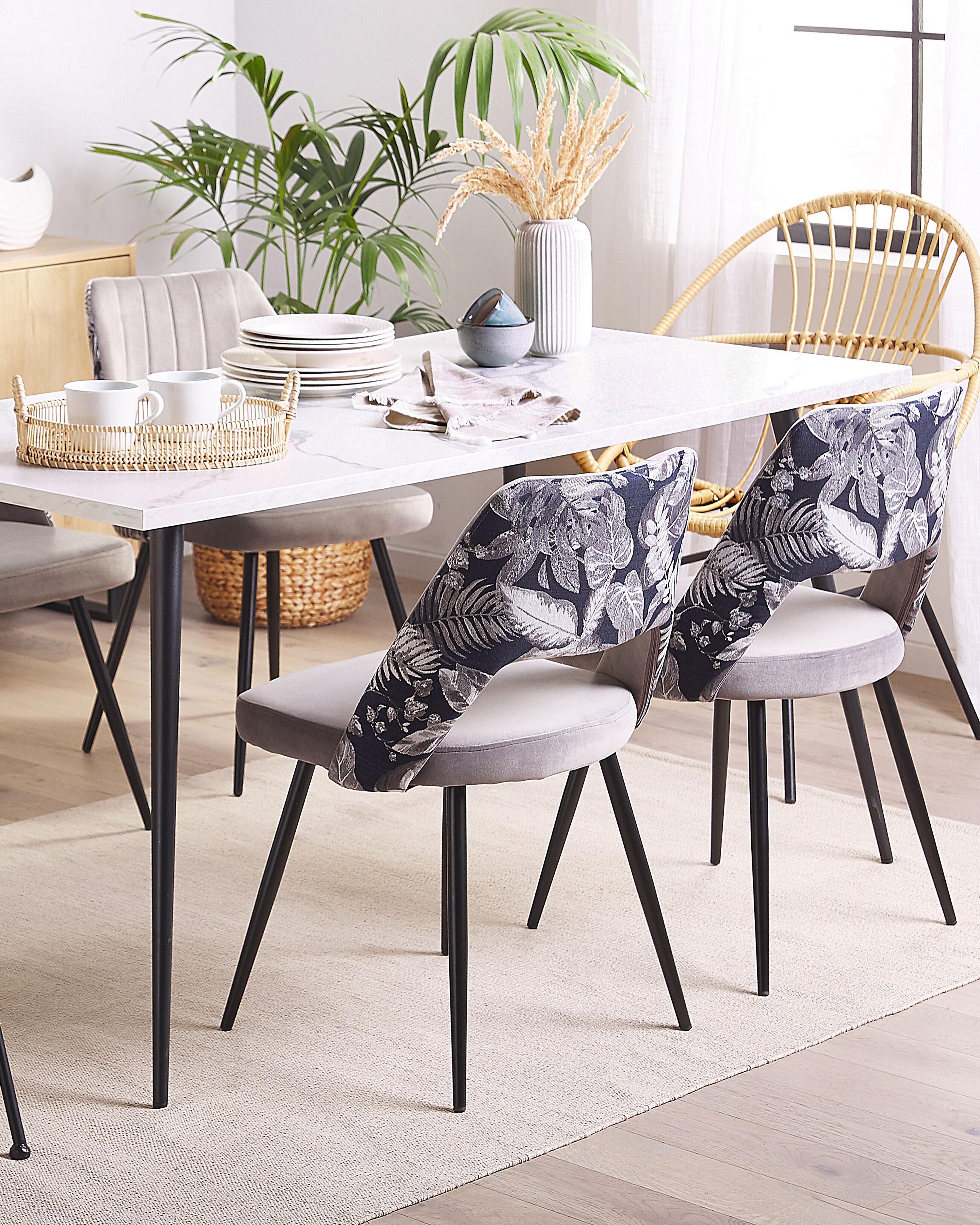 Set van 2 eetkamerstoelen ANSLEY Fluweel Grijs