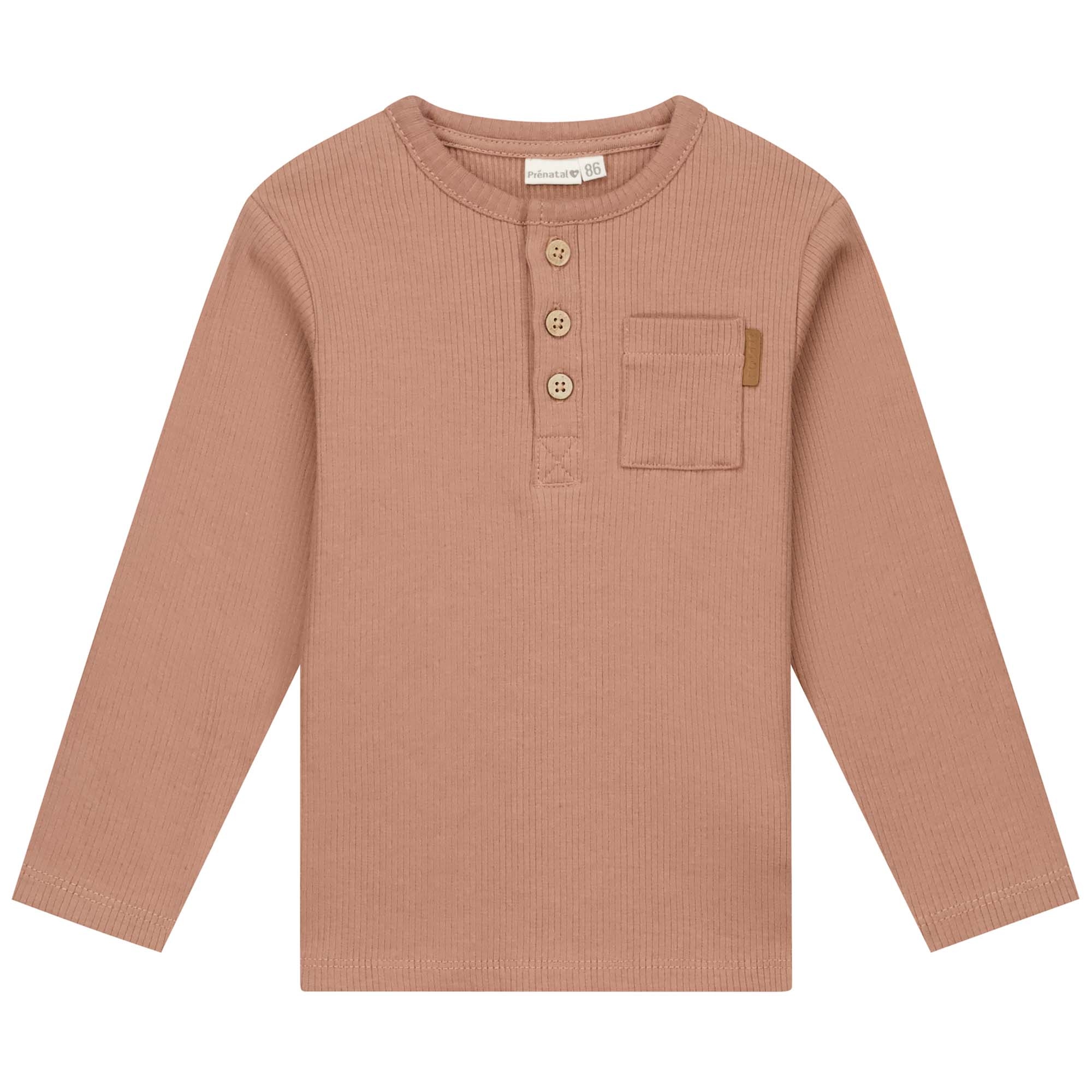 Prénatal peuter shirt lange mouwen effen bruin
