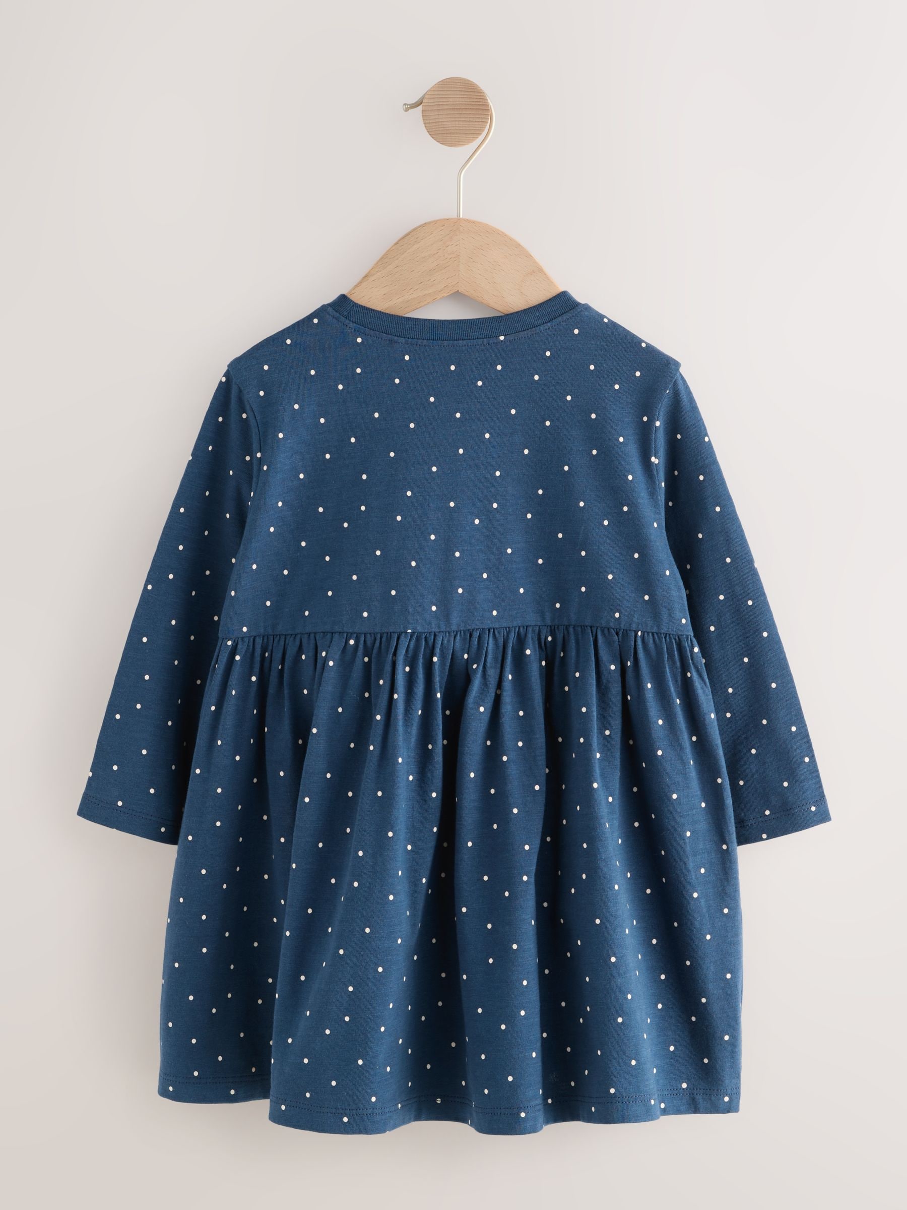 Blauw met cavia - Jurk met lange mouwen en versiering (3mnd -7jr)