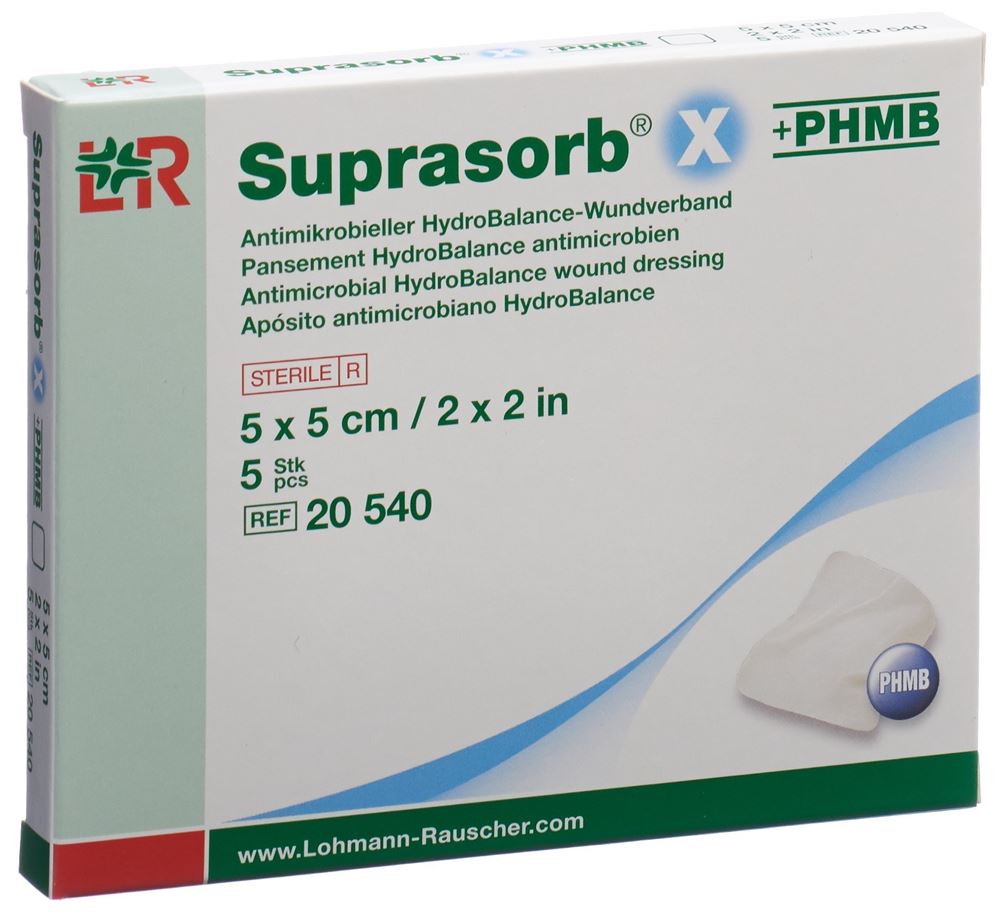 SUPRASORB X   PHMB HydroBalance-Wundverband 5x5cm antimikrobiell 5 Stk