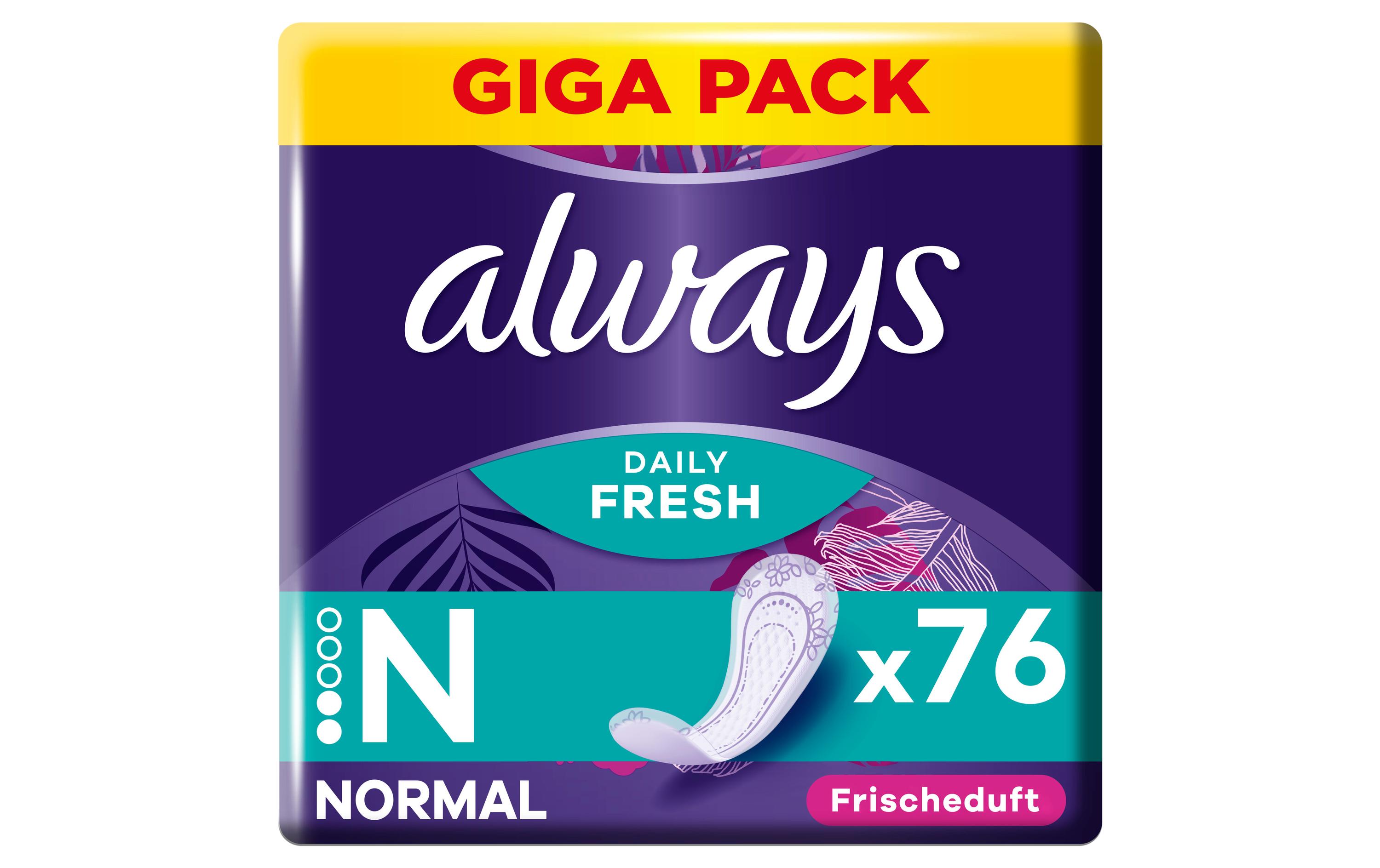 Slipeinlage Daily Fresh Normal mit Frischeduft 76 StückHochwertige Einlagen mit saugfähigem Kern