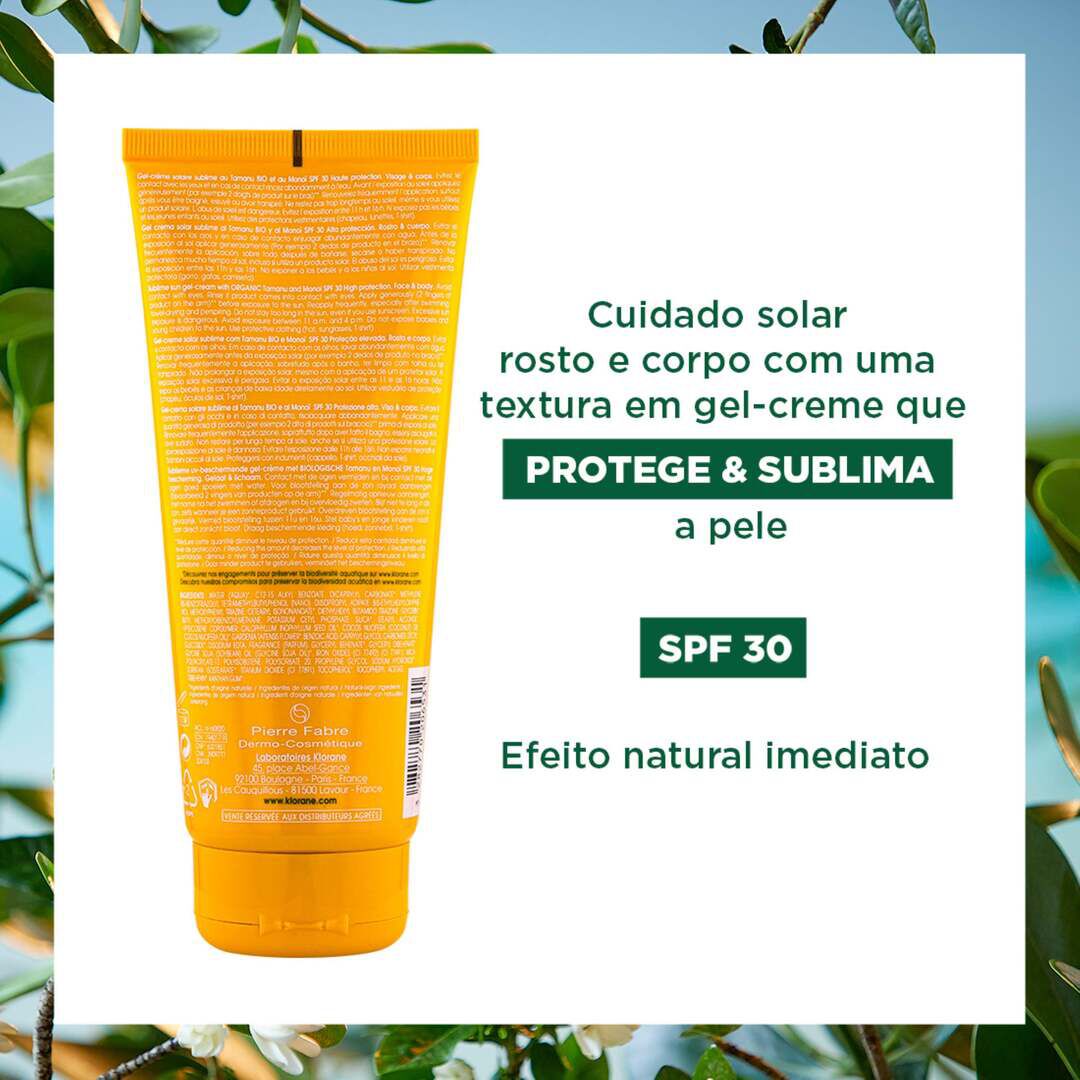 KLORANE  Protetor Solar Gel-Creme Sublimador FPS30 - 200ml