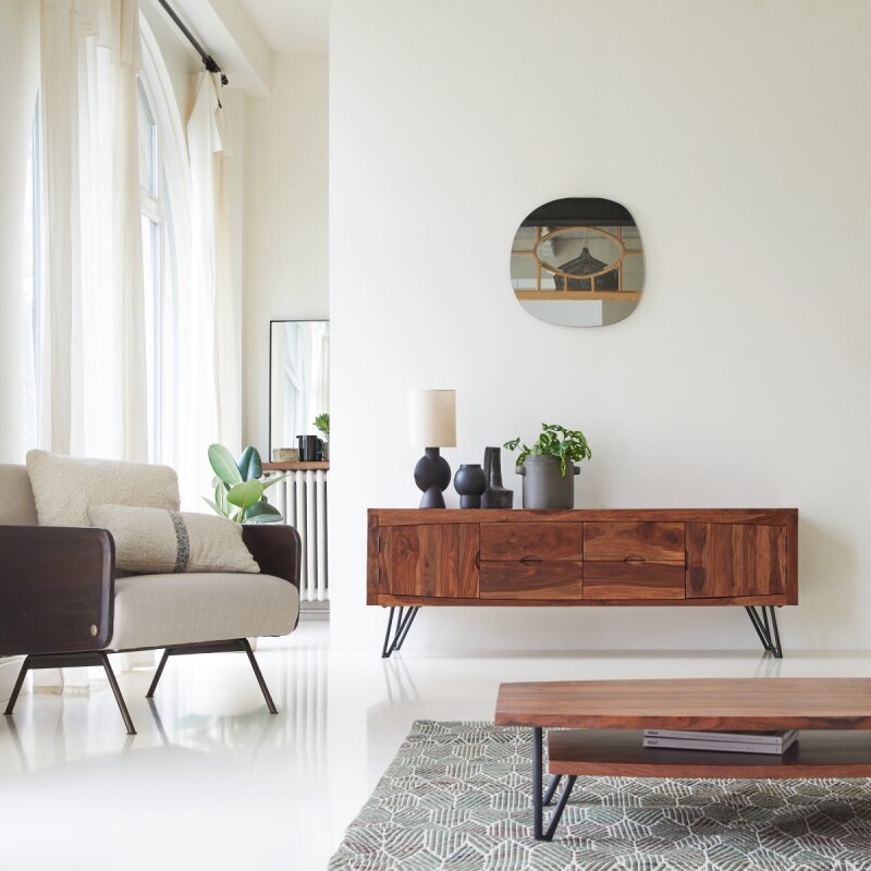 Meuble TV Bonnie en palissandre massif L 180 cm