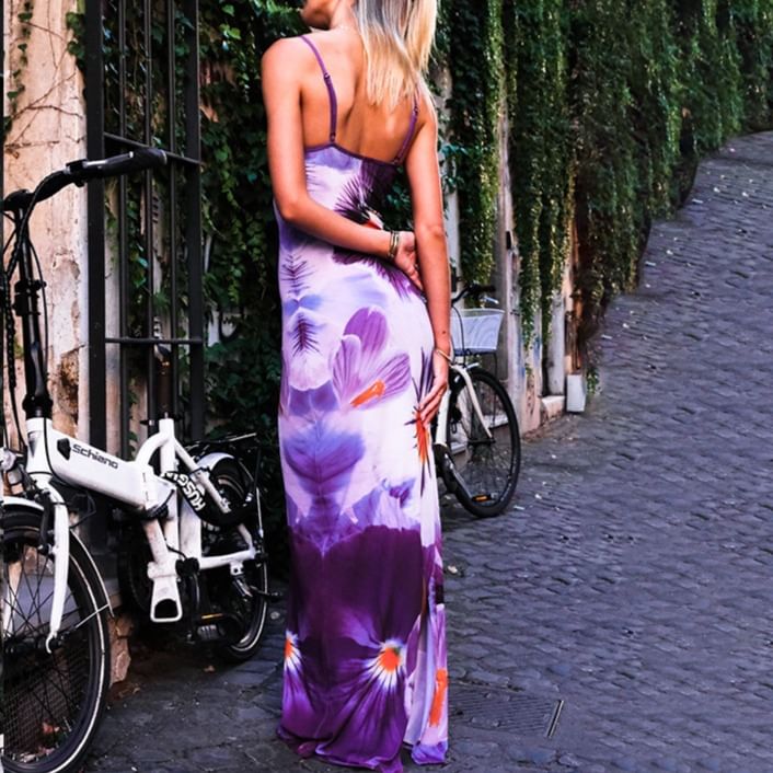 Femme Cradle - Spaghettibandjes Maxi-jurk met bloemenprint