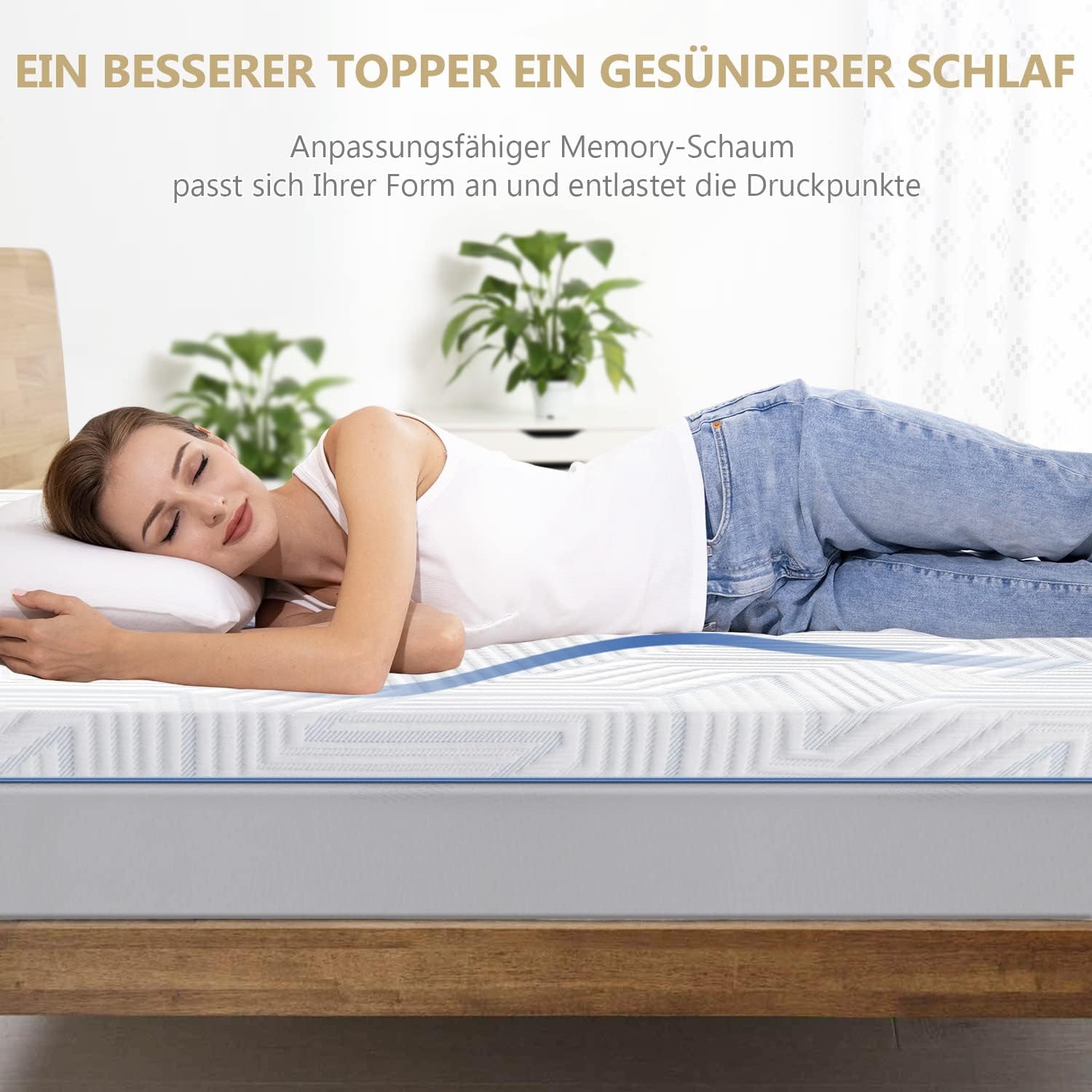BedStory Topper 180x200cm,7,5cm Höhe Matratzentopper aus Gel Memory Foam, H2&H3 Härte Matratzentopper für Boxspringbett Wohnwagen Schlafsofa, mit Abnehmbaren und Waschbaren Bezug
