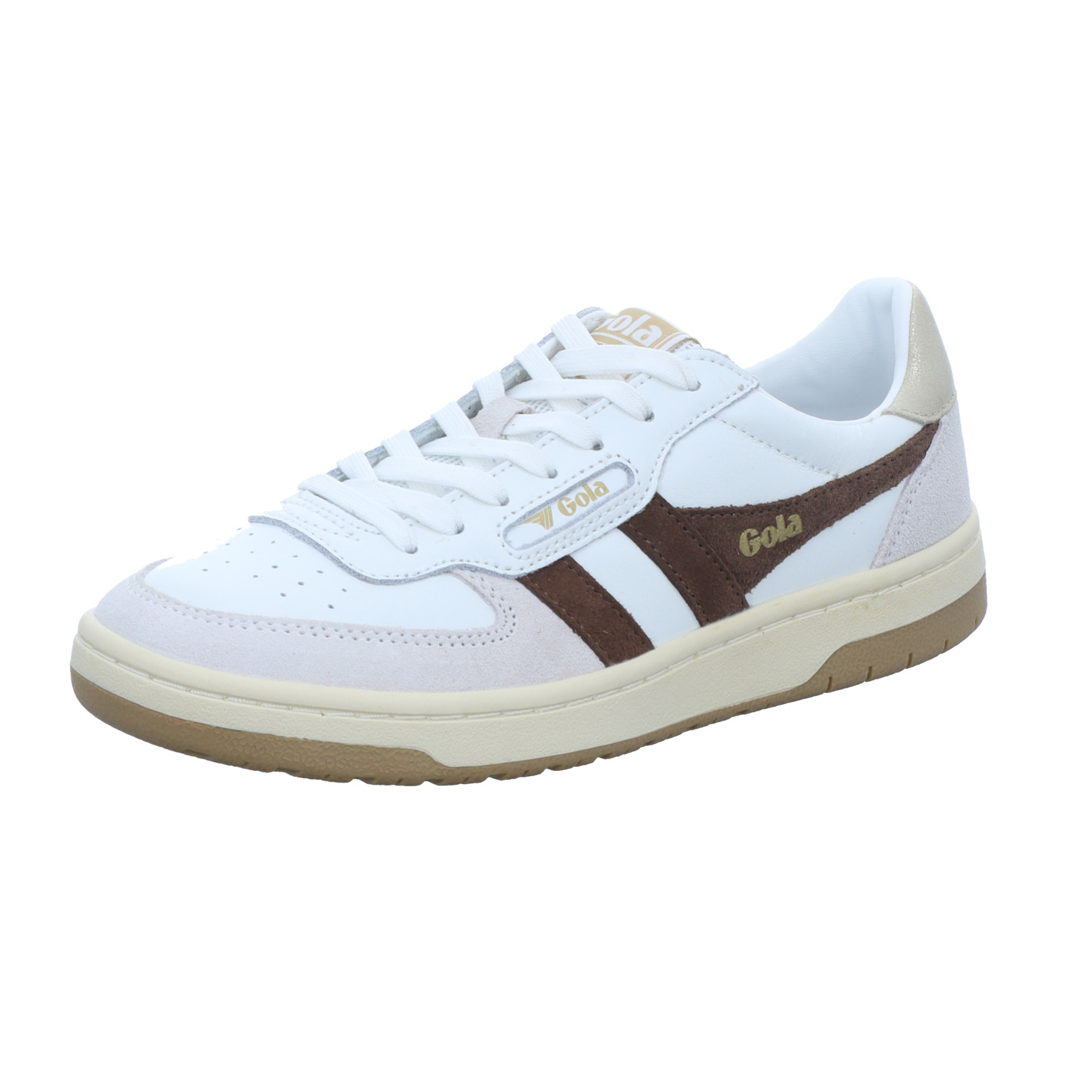 Gola Damen-Sneaker Hawk Weiß-Braun-Gold