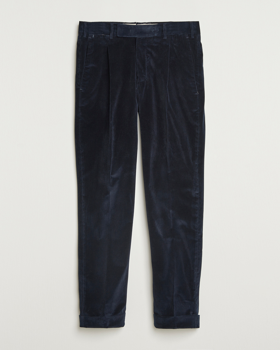 PT01 Rebel Fit Pleated Corduroy Trousers Navy