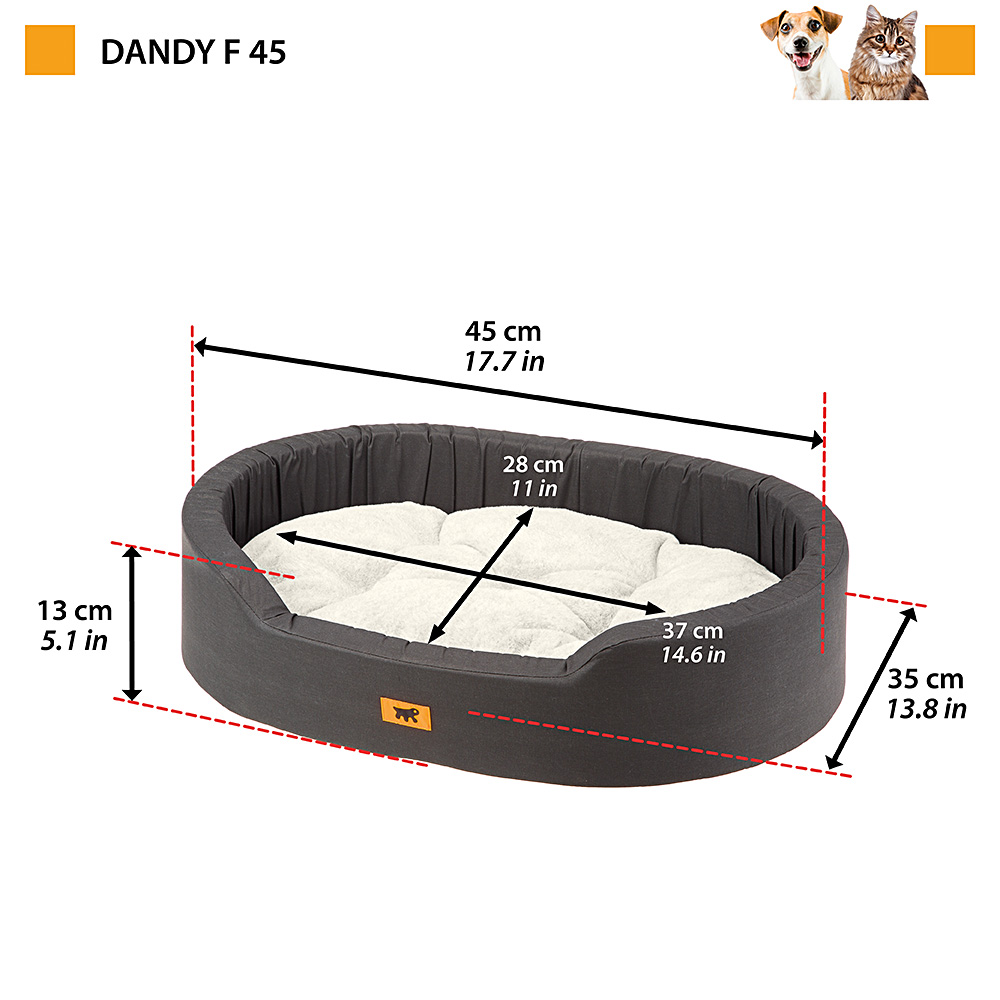 Dandy f couchette ferplast chiens chats rembourré double-face poil lavable