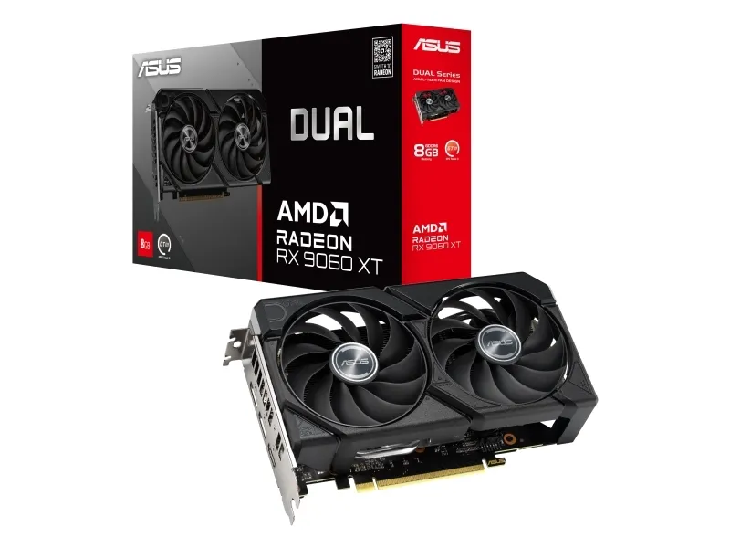 ASUS Dual Radeon RX9060XT 8GB - Grafikkort - Radeon RX 9060 XT - 8 GB GDDR6 - PCI Express 5.0 - HDMI, 2 x DisplayPort - boks