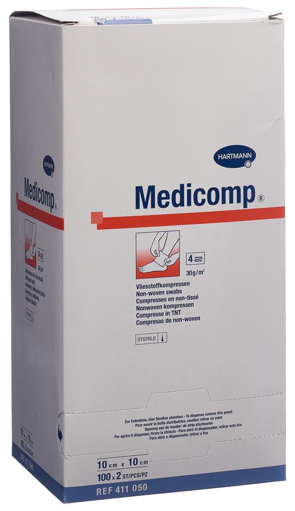 Medicomp Bl 4 fach S30<br>100 × 2 Stück, 10x10, steril