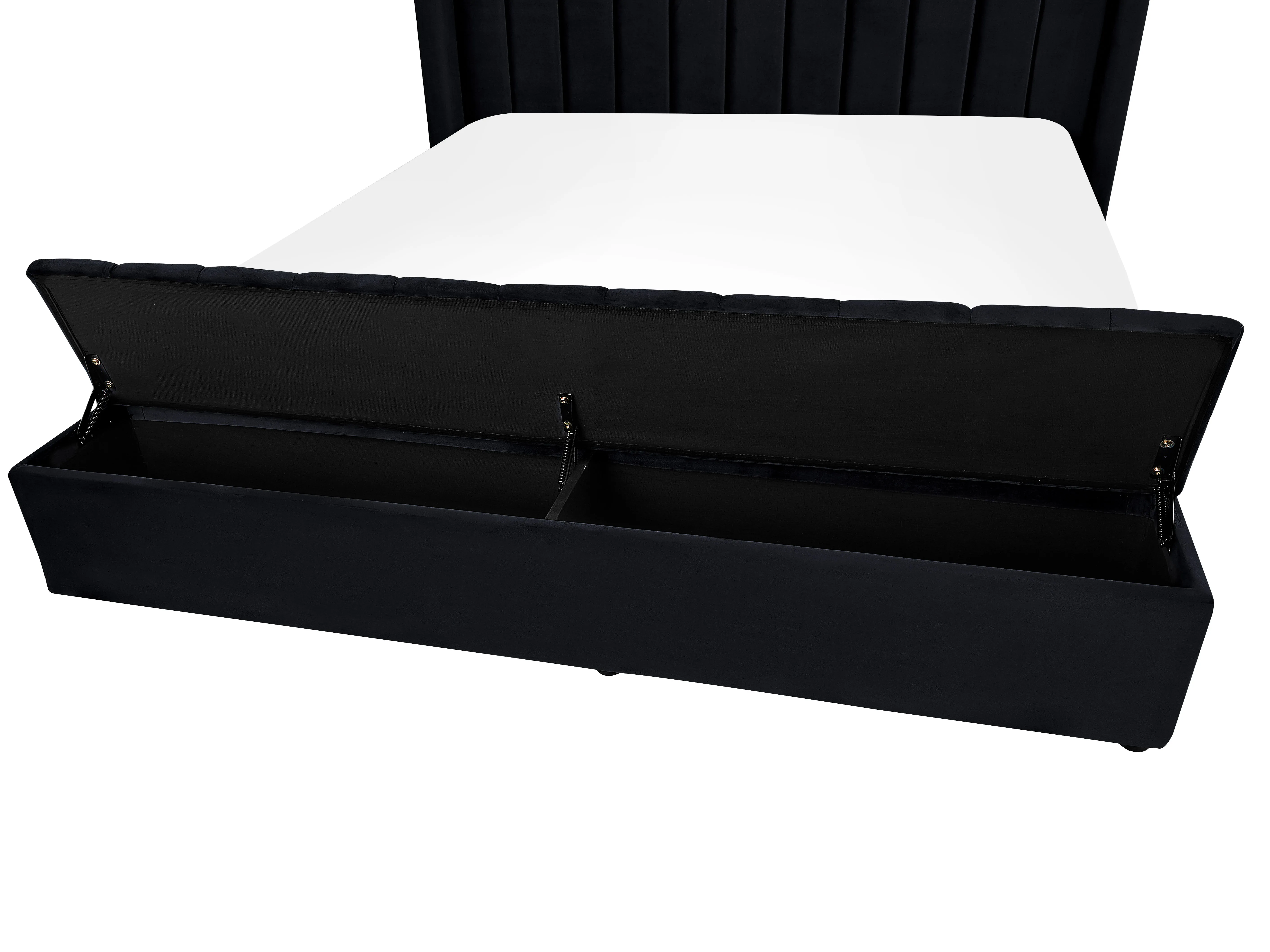 Bed met opbergbankje Fluweel NOYERS 180 x 200 cm Zwart