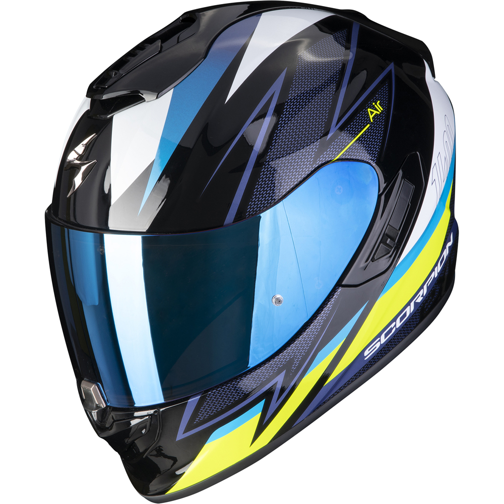 Scorpion - Casque Exo-1400 Evo Air Thelios Noir / Bleu / Jaune fluo
