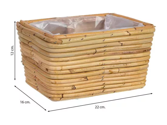 Panier rectangulaire en bambou 22x16x12h cm