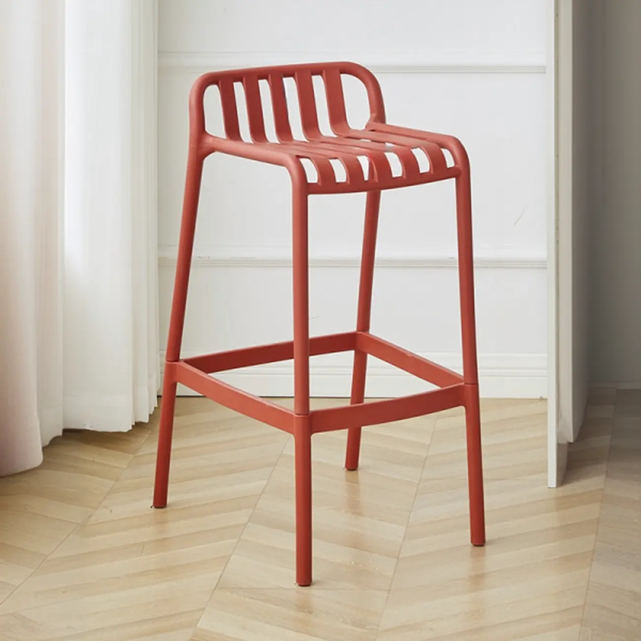 Minimalist Plastic Counter Bar Stool Outdoor Indoor