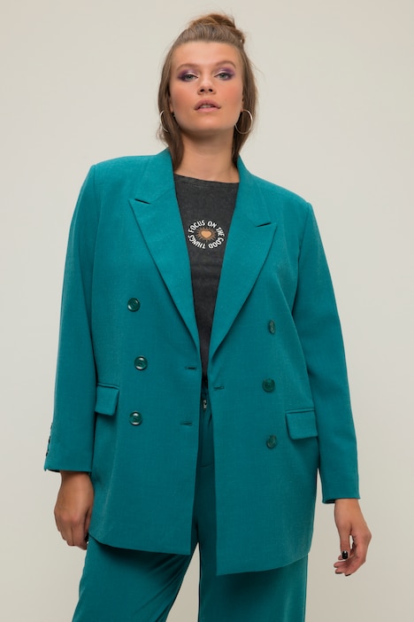 Blazer, Straight Shape, Melange, doppelreihig, Reverskragen, Langarm
