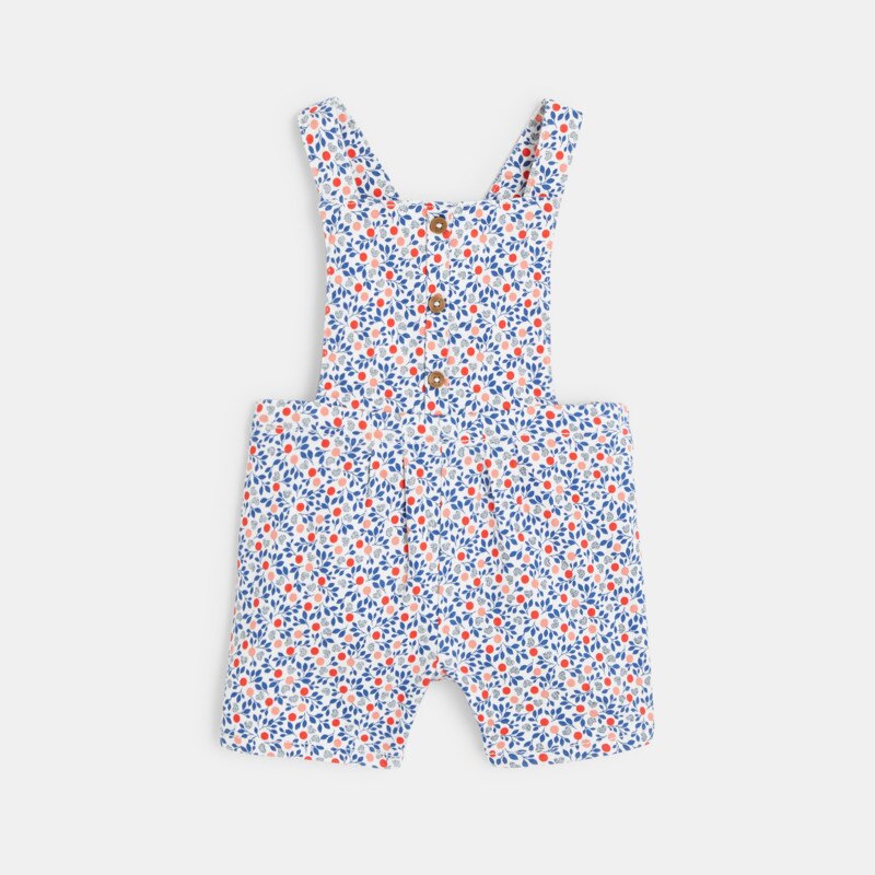 Salopette courte fleurie et blouse rouge bébé fille Rouge