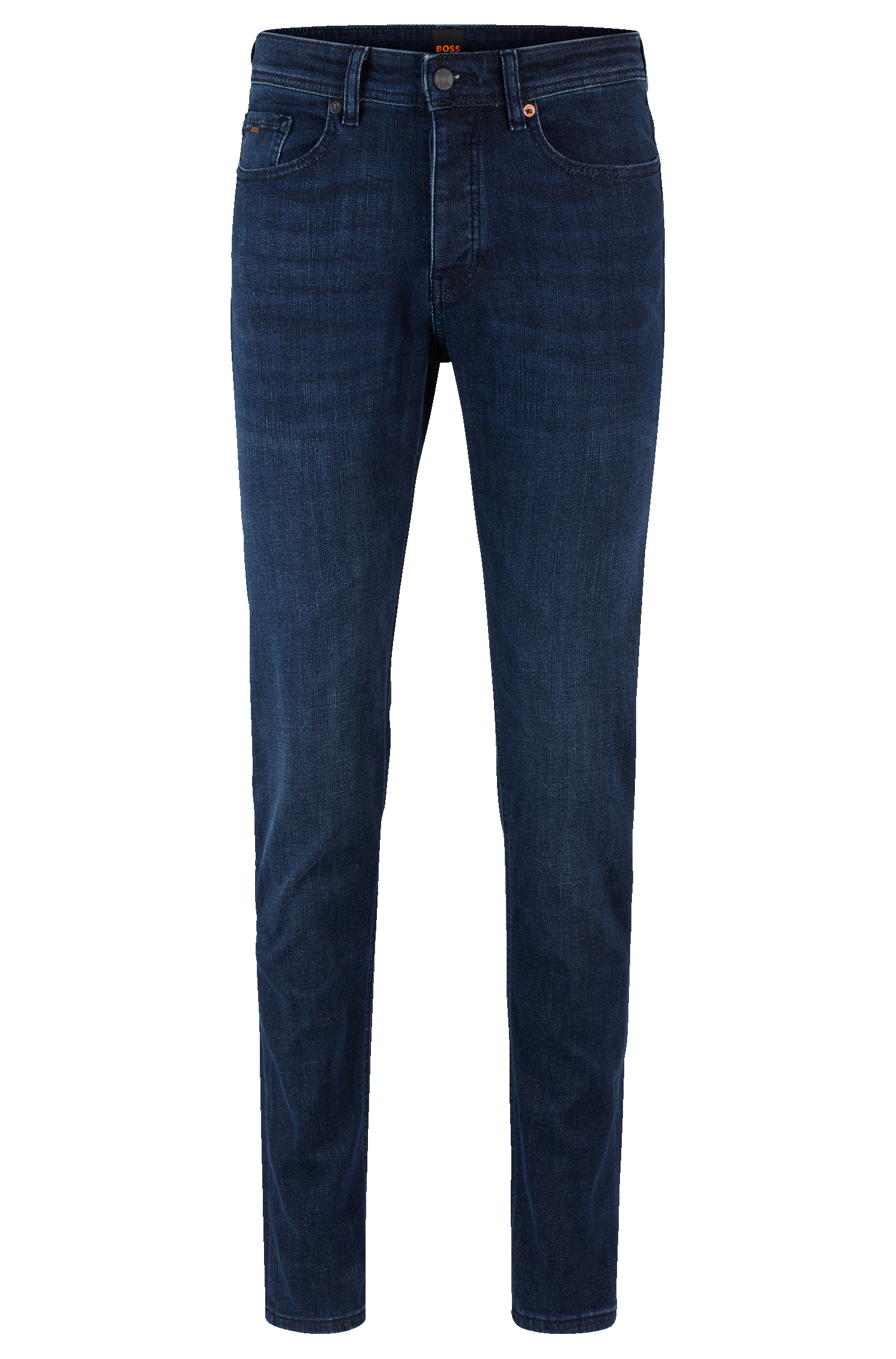 Jean slim brut en coton mélangé| Bleu