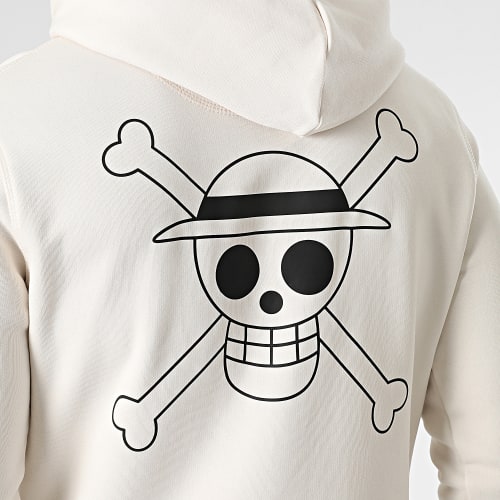 Sweat Capuche Mugiwara Logo Beige Noir