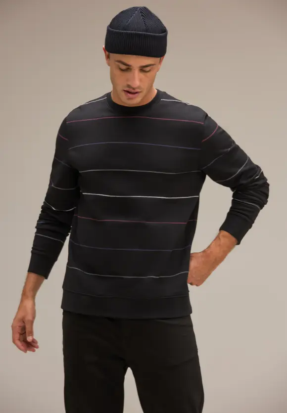 Sweatshirt mit Streifen - Black
