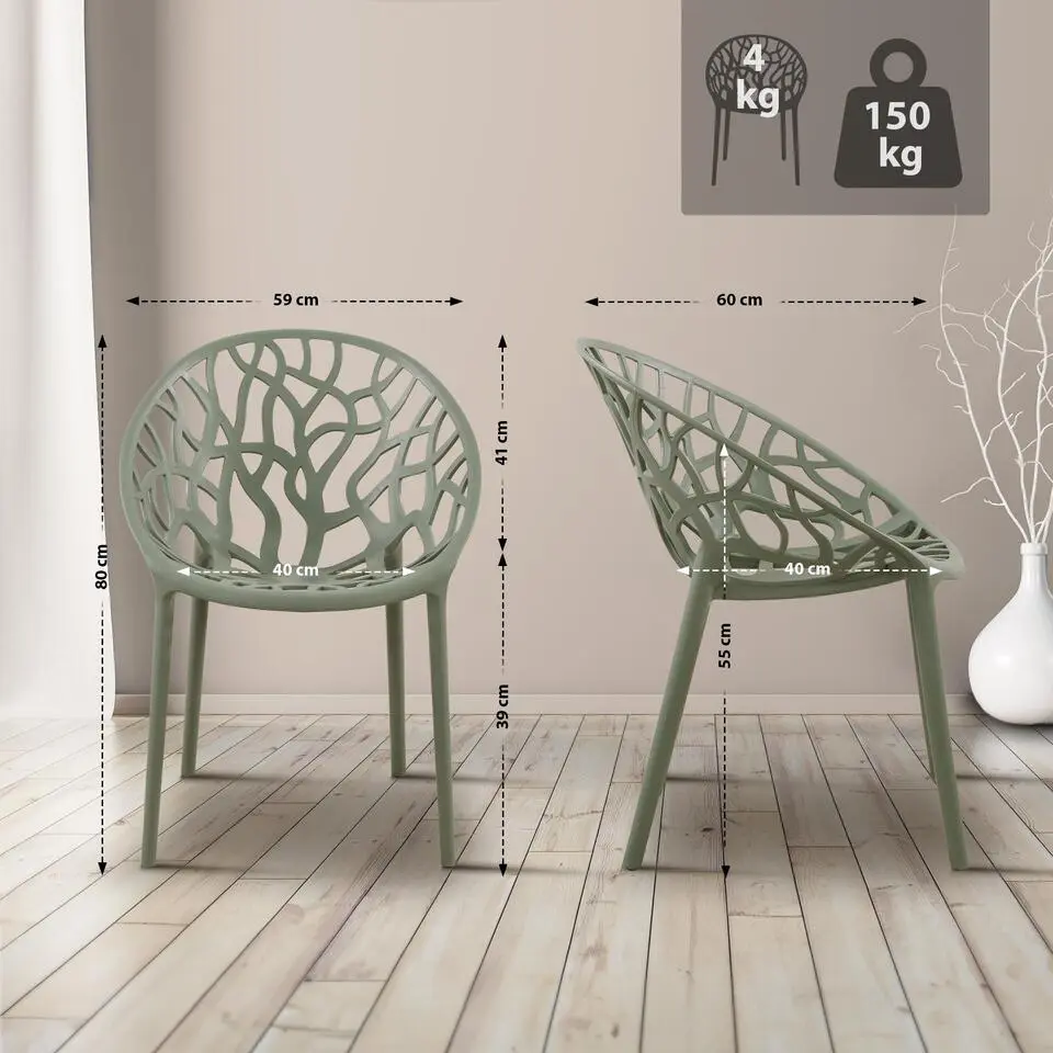 CLP Set van 2 Tuinstoel Hope Kunststof - olijf
