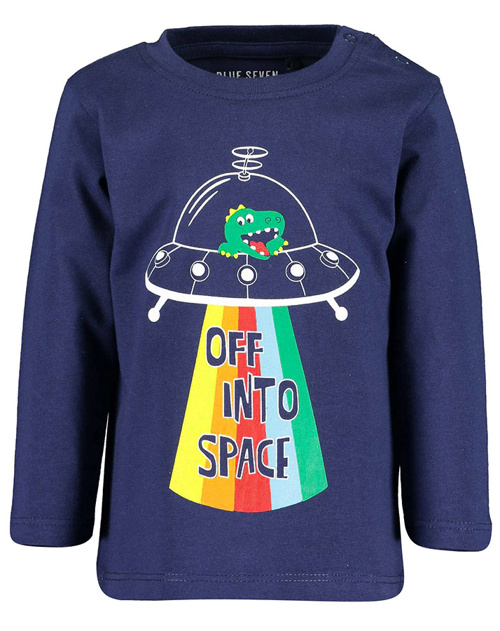 Langarmshirt OFF INTO SPACE in ultramarinblau