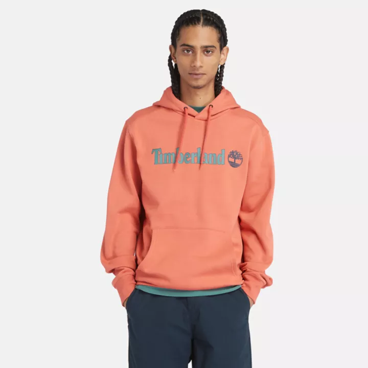 Sweat à capuche et logo linéaire pour homme en rouge